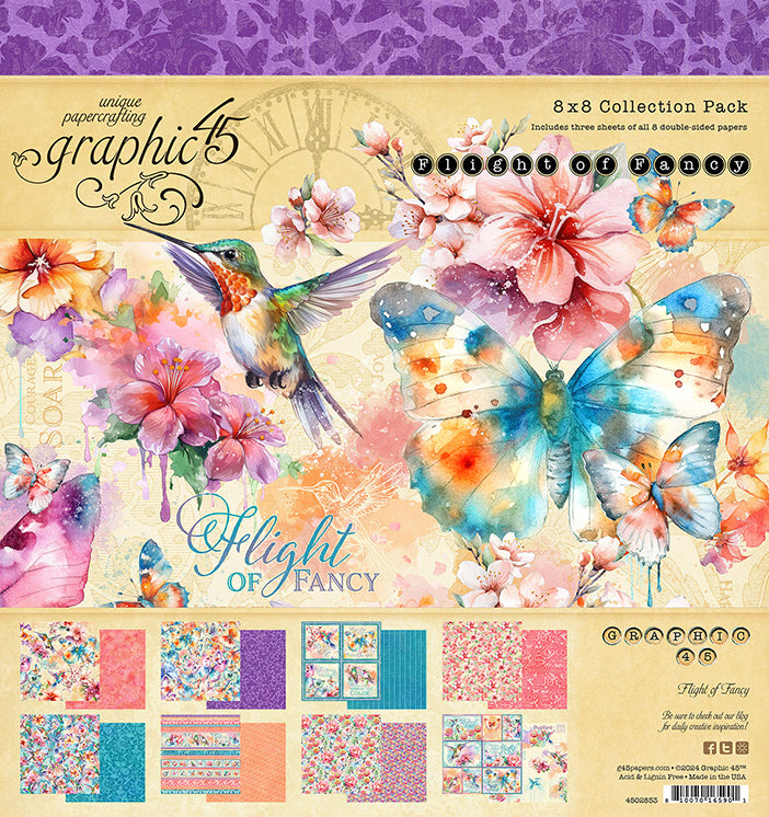 Graphic 45 Flight of Fancy 8” x 8” Collection Pack